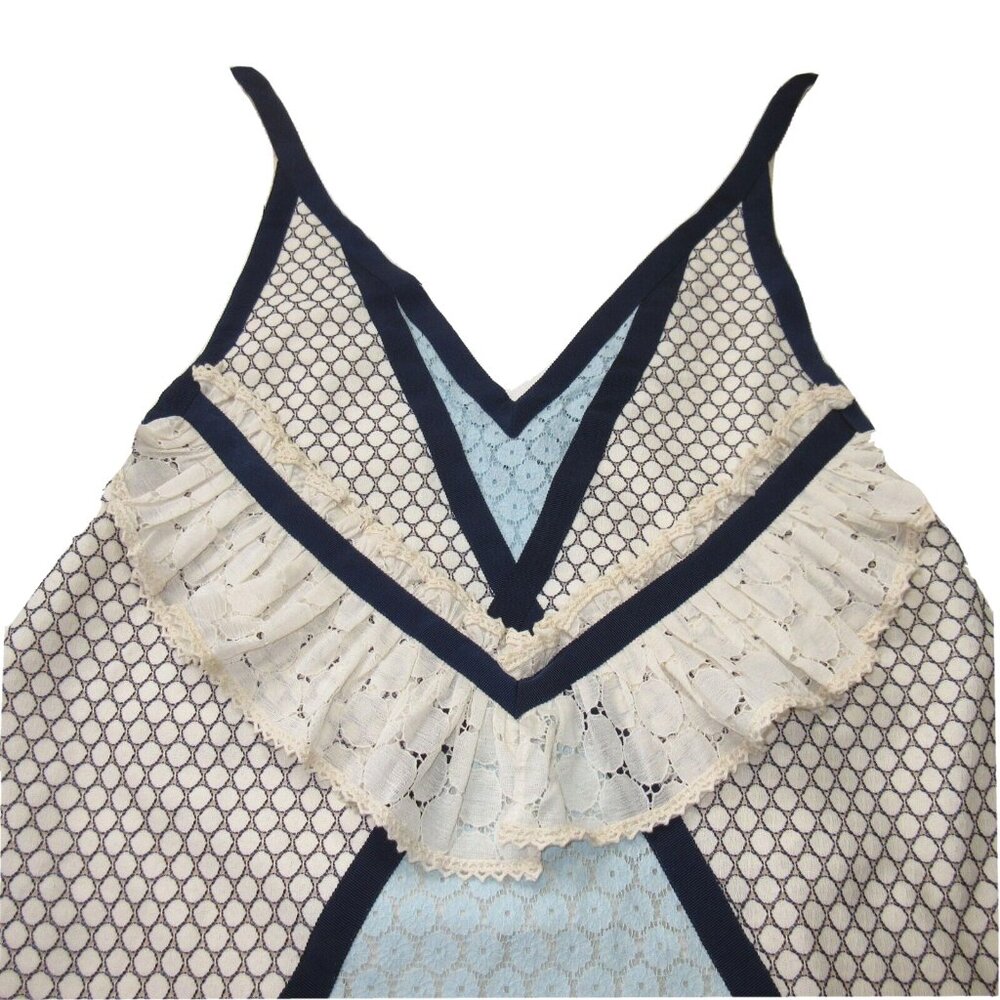 NWT Eckhaus Latta Dolly in Ecru Navy Lace A-line Mini Tank Dress 2 $625 - Picture 3 of 9